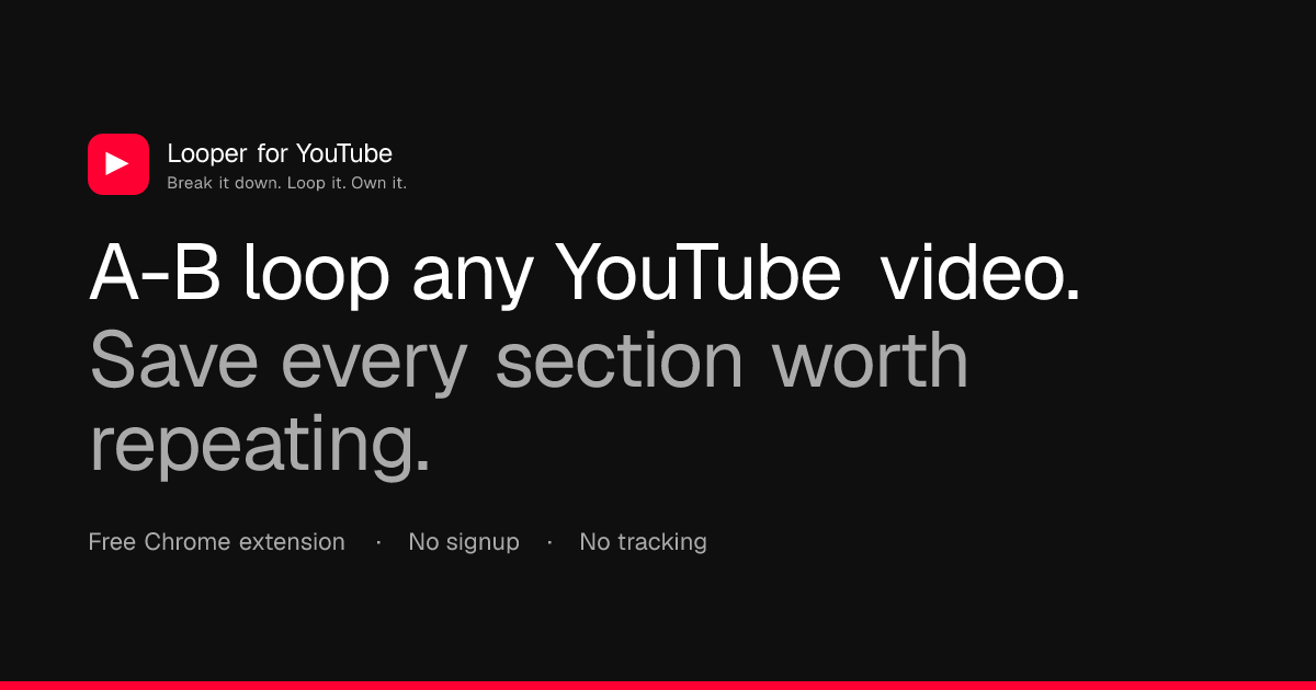 Looper for YouTube — A-B Loop, Repeat & Save Sections | Free Chrome ...